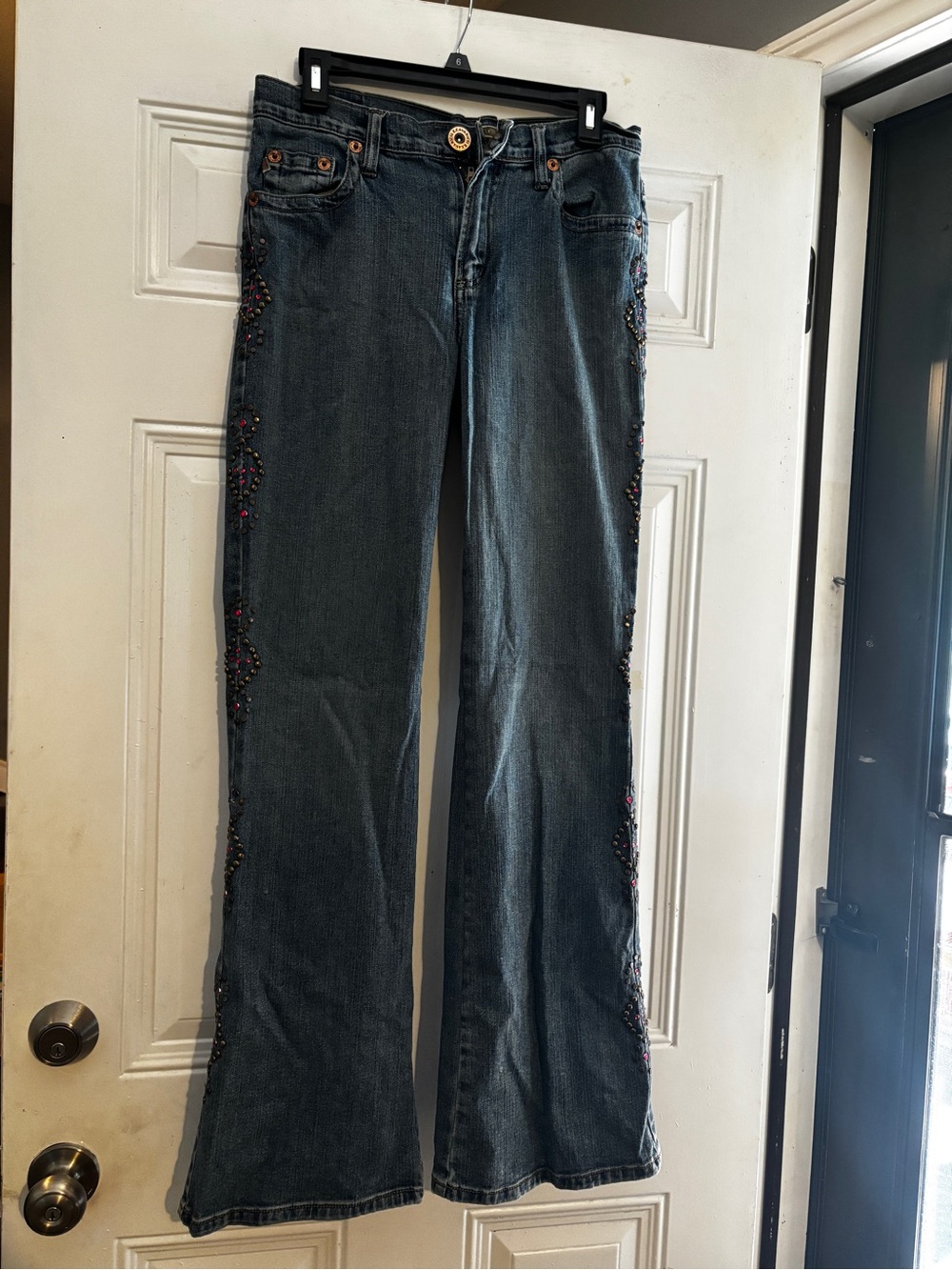 Z. Cavaricci Embellished Dark Blue Women's Flared Jeans, Women’s 8